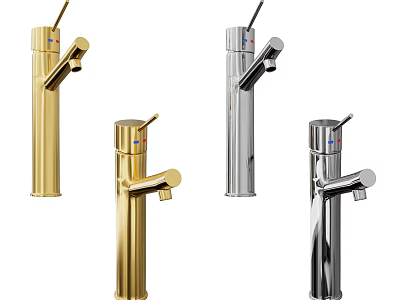 Modern Metallic Faucets in Various Styles for Home Bathroom Kitchen Decor 3d model