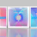 Colorful Photo Check In Spot With Three Display Boards And 2021 Geometric Patterns