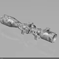 Detailed Low Poly Scope With Geometric Texture Tactical Design And Reflective Surface