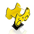 Yellow Cartoon Shaped Building Blocks with Black Details and Spring Base 3d model
