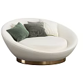 White Lazy Sofa With Gold Base And Green Grey White Pillows