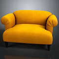 Comfortable Yellow Fabric Single Sofa With Stylish Armrests And Black Legs