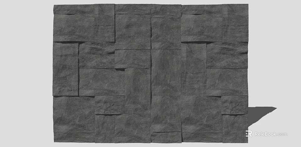 Gray Stone Sofa Background Wall With Irregular Blocks Natural Rough Texture Design 3d model