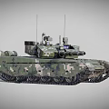 Military Camouflage Armored Tank With Main Gun Tracks And Antenna System