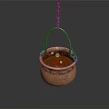 Vintage Copper Hanging Pot With Yellow Liquid And Bubbles For Daily Use