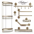 Brass Bathroom Accessories Set With Shelves Towel Bars Hooks And Grab Bars