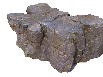 Natural Rockery Stones With Detailed Texture Cracked Surface And Moss Accents 3d model