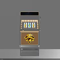 Classic Slot Machine With 777 Symbol Display Screen And Illuminated Front Panel