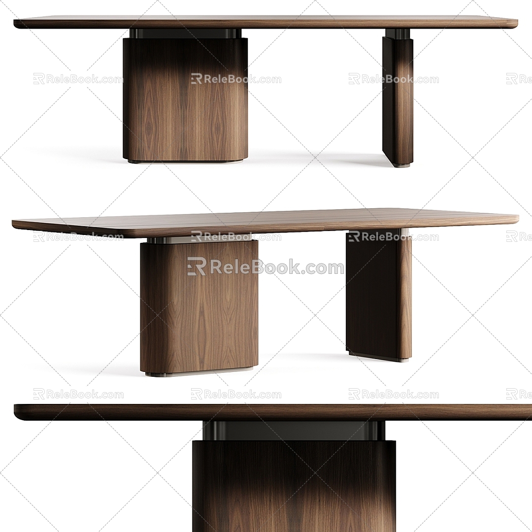 ANA ROQUE Flow Wood Grain Rectangular Dining Table Tea Table Tea Table Writing Desk Desk 3d model