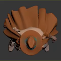 Sci Fi Female Robot Wearing Orange Hat Long Coat And Mechanical Body
