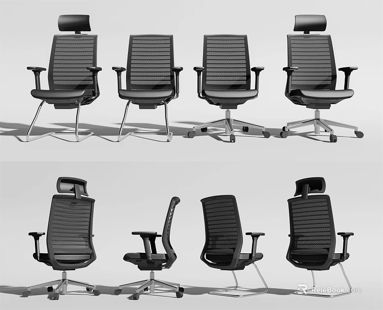 Modern Office Chair with Ergonomic Design Adjustable Headrest Armrest and Rolling Casters 3d model