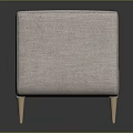 Sleek Modern Ottoman With Light Beige Fabric Padded Seat And Metal Legs