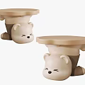 Cute Bear Shaped Stools With Light Brown Round Seat And Adorable Smiling Face Design