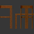 Modern Wooden Dining Furniture Set With Table And Four Slatted Armchairs For Home