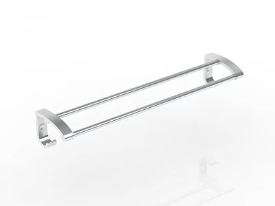 Modern Chrome Double Bar Towel Rack Wall Mounted Bathroom Accessories Design 3d model