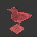 Black Bird Standing On Square Wooden Base With Detailed Feathers
