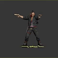 Cyberpunk Themed Action Figure Posing With Dual Guns On Display Base
