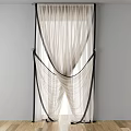 Sheer Ivory Curtains with Black Trim Elegant Window Drapery Design