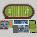 3D Model Design of Multi Sports Facilities Including Track Field Football Court and Basketball Court