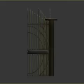 Metal Gates With Arched Design Vertical Bars And Red Top Pillars