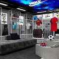 Modern Clothing Store Interior With Colorful Apparel Window Display And Red Blue White Fashion Racks