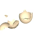 White Broken Egg Shells Scattered With Cracked Fragments On Surface 3d model