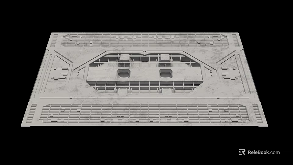 Industrial Equipment Heavy Duty Metal Platform With Grid Design And Functional Holes 3d model 