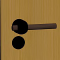 Elegant Brushed Brass Door Handle On Wooden Door With Keyhole Detail