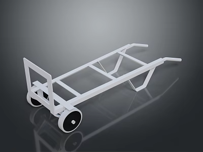 White Utility Cart With Four Sturdy Wheels For Industrial Equipment Transport 3d model