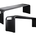 Modern Black Ottoman Footstool with Sleek Curved Design for Home Living Room