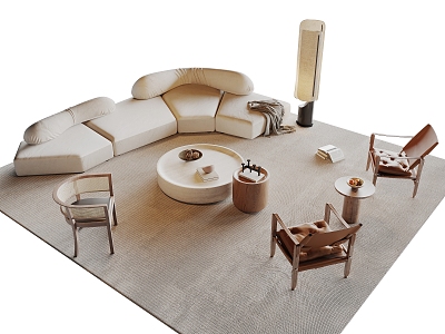 Modern sofa coffee table combination model