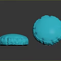 Blue Round Cushions with Ruffled Edges on Black Surface and Reflections 3d model