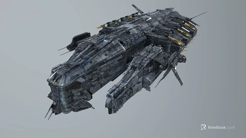 Massive Futuristic Sci-Fi Spaceship With Metallic Surface And Intricate Structural Details 3d model 