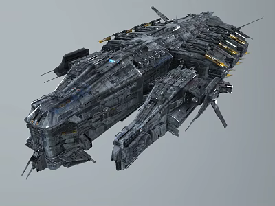 Massive Futuristic Sci-Fi Spaceship With Metallic Surface And Intricate Structural Details 3d model