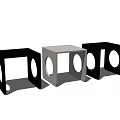 Modern Side Tables Black White Green Cube Shape With Circular Cutouts Contemporary Design