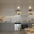 Modern Living And Dining Room Interior With Sofa Armchair Coffee Table Open Kitchen And Fireplace