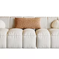 White Multi Person Sofa With Cloud Shaped Cushions And Brown Decorative Pillow 3d model