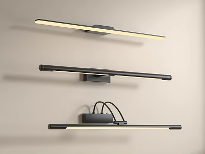 Modern Linear Wall Lights with Sleek Black Design and LED Lighting for Interior Decoration 3d model