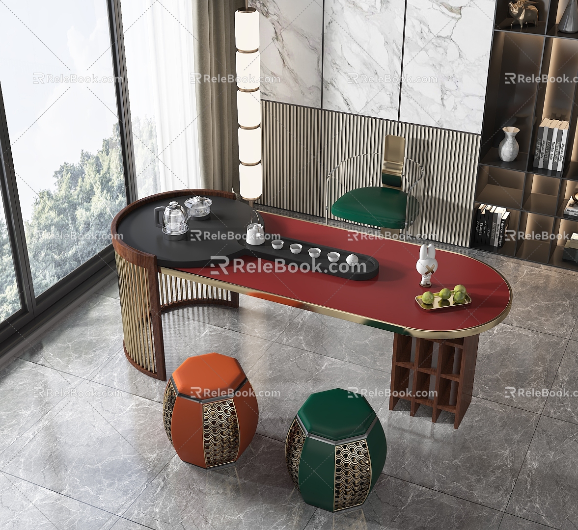 Tea table and chair combination 3d model