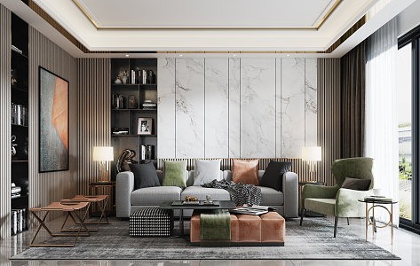 Light Luxury Living Room 3d model