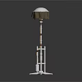 Modern Floor Lamp With White Lampshade Brown Pole And White Base