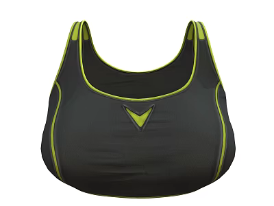 Stylish Black And Yellow Sports Bra Athletic Design With Yellow Trim V Logo Wide Neckline 3d model