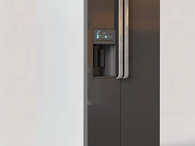 Modern Double Door Refrigerator With Water Dispenser And Digital Display In Sleek Contemporary Kitchen 3d model