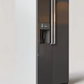 Modern Double Door Refrigerator With Water Dispenser And Digital Display In Sleek Contemporary Kitchen