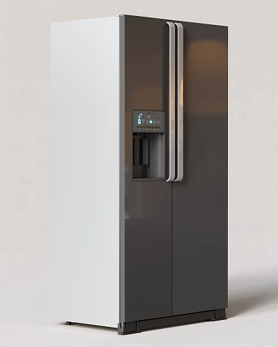 Modern Double Door Refrigerator With Water Dispenser And Digital Display In Sleek Contemporary Kitchen 3d model