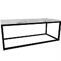 Modern Benches Featuring White Marble Tops And Black Metal Frames Design 3d model