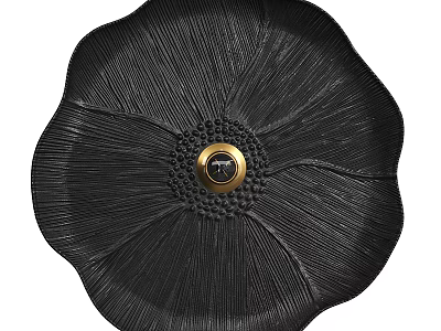 Elegant Black Flower Shaped Modern Wall Lamp With Golden Center Detail 3d model