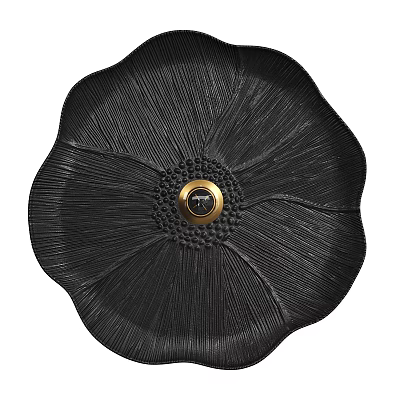Elegant Black Flower Shaped Modern Wall Lamp With Golden Center Detail 3d model