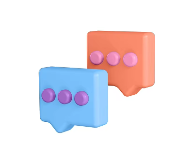 Colorful Decorative Ornament Set With Blue Orange Speech Bubble And Purple Round Accents 3d model
