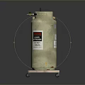 Metal LPG Cylinder On Small Platform With Valves And Safety Labels